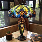 Lampe de table Chloe à double éclairage de style Tiffany, 2 et 1 lumière