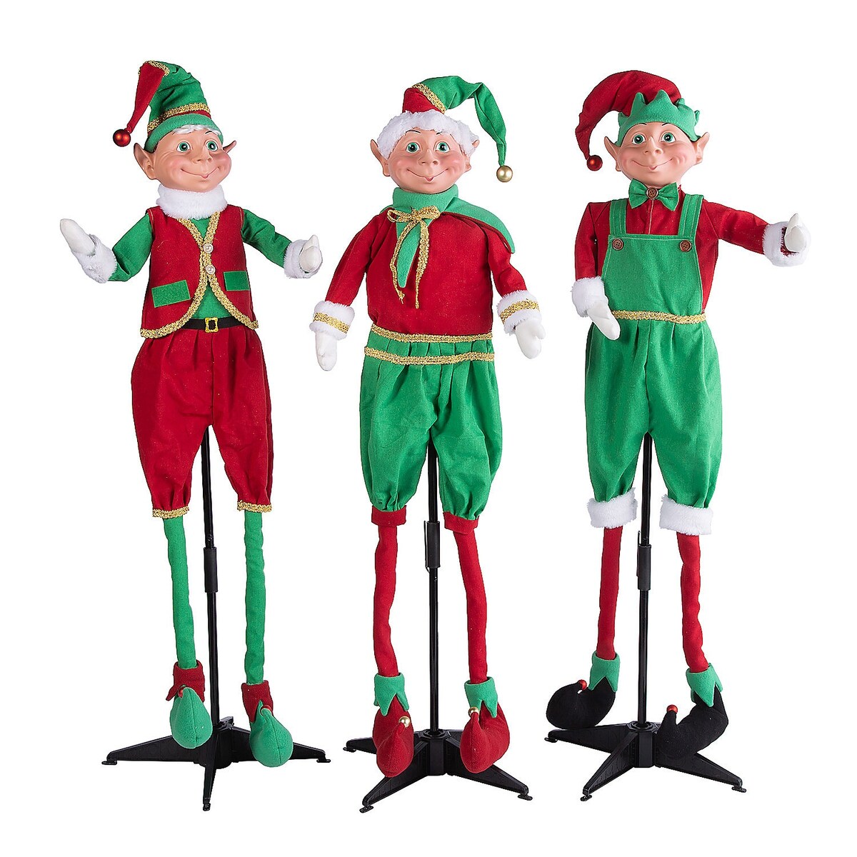 Ensemble de 3 elfes de Noël debout, décoration d'intérieur