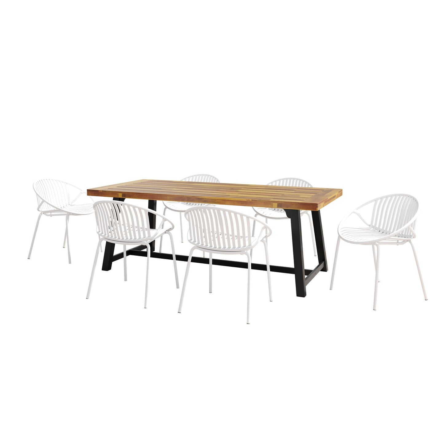 Christopher Knight Home - Ensemble de salle à manger d'extérieur Emma en bois et résine, 7 pièces