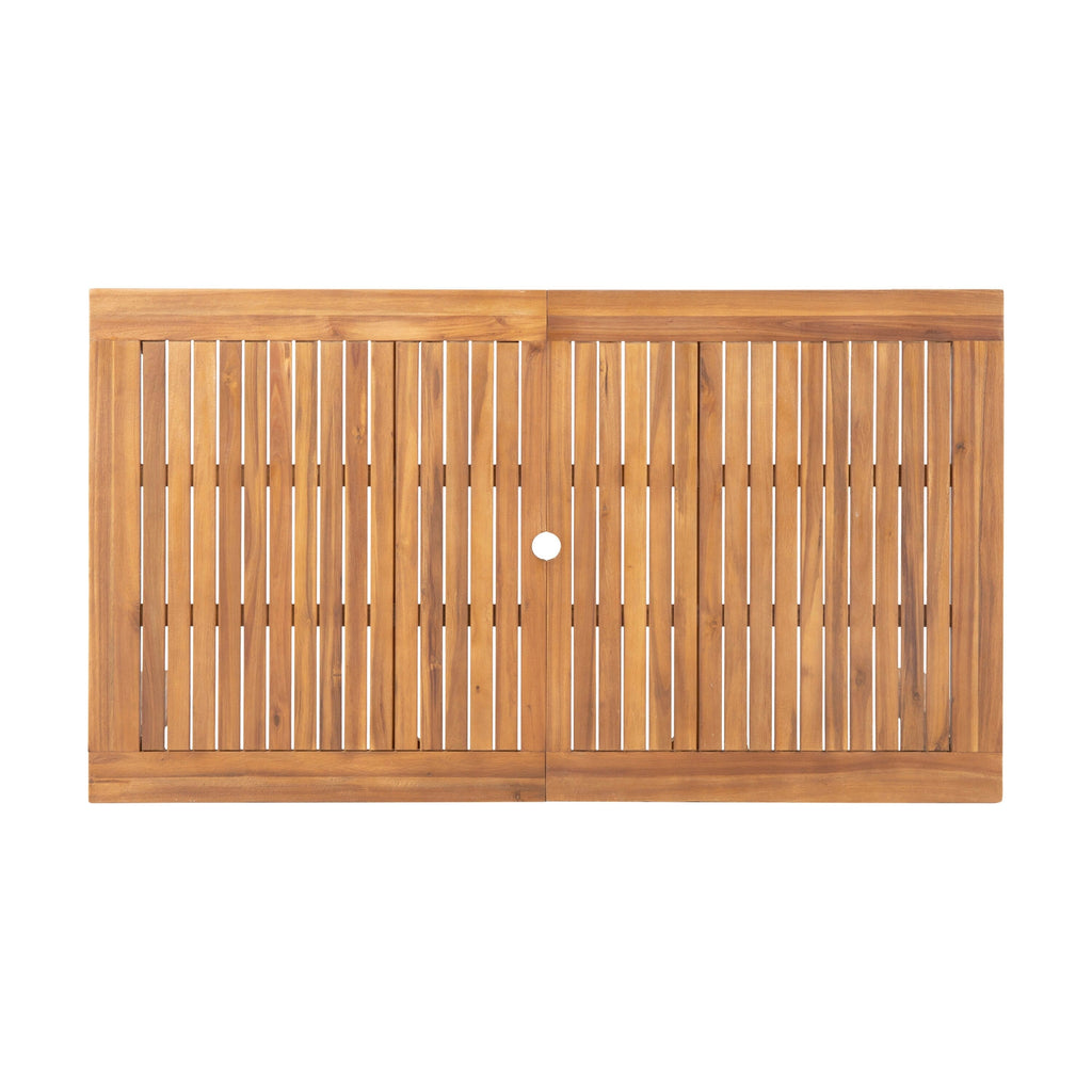 Christopher Knight Home - Ensemble de salle à manger extensible Hampton 7 pièces en bois d'acacia avec trou pour parasol