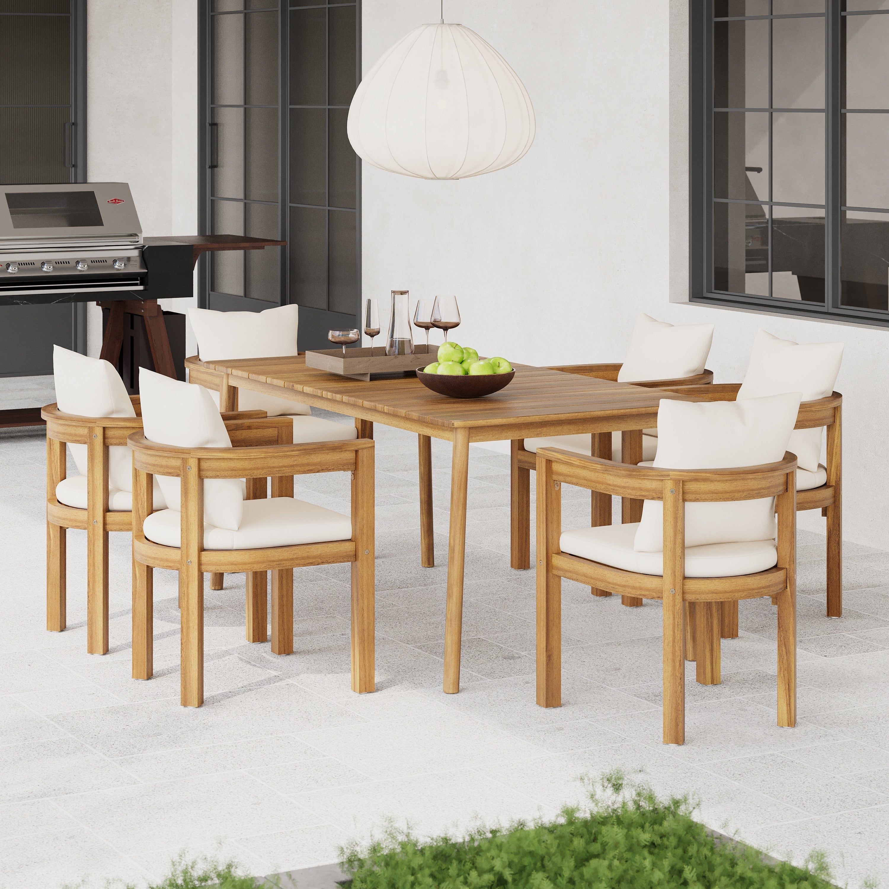 Christopher Knight Home - Ensemble de salle à manger d'extérieur Porter en bois d'acacia 7 pièces