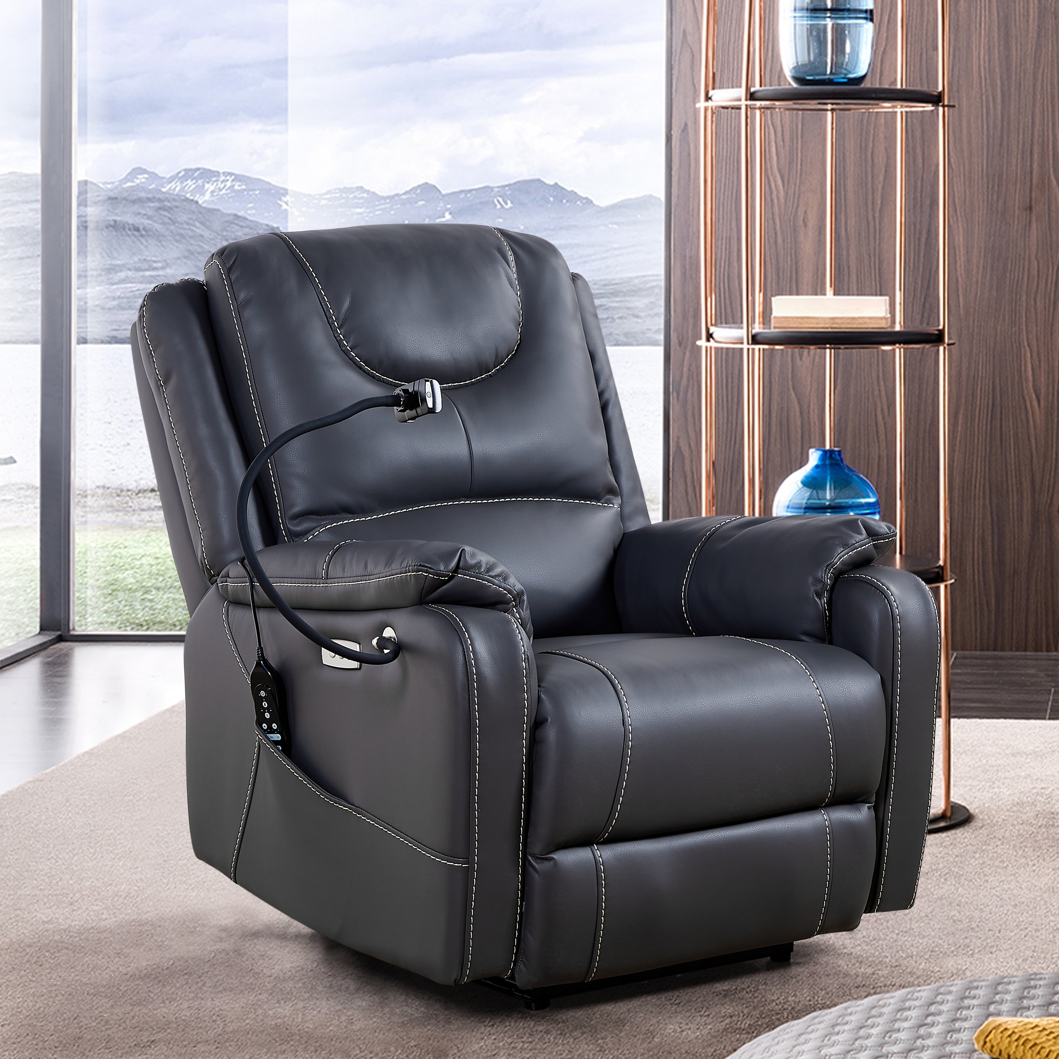 Christopher Knight Home - Fauteuil inclinable électrique Liyasi Zero Gravity avec massage, chauffage, chargement USB et support pour téléphone