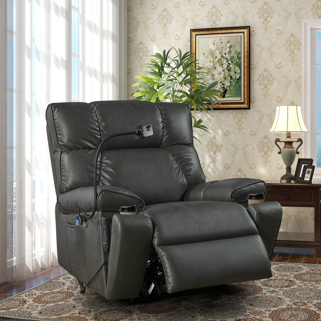 Christopher Knight Home - Fauteuil inclinable électrique avec deux moteurs, massage, chauffage, porte-gobelets et support de téléphone réglable