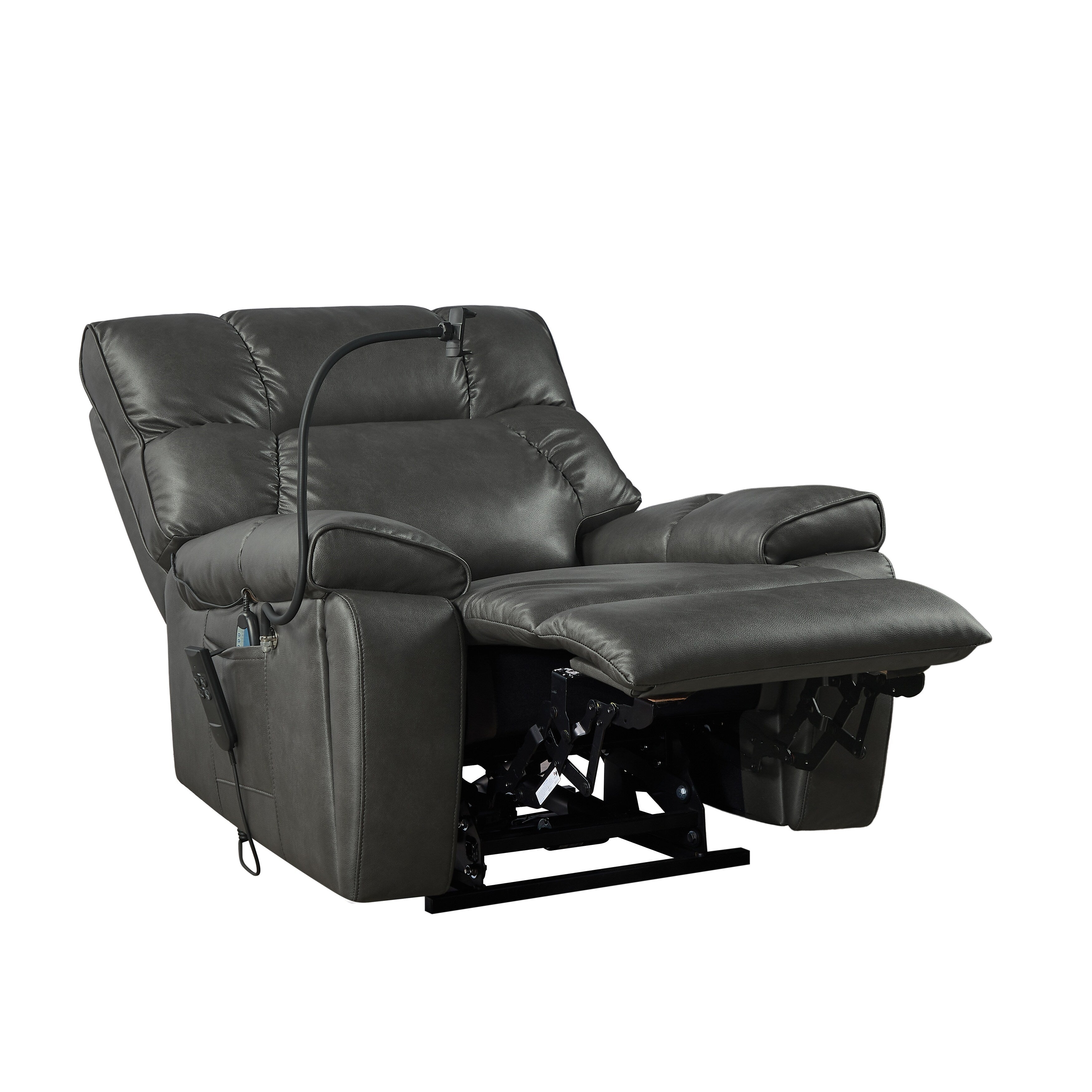 Christopher Knight Home - Fauteuil inclinable électrique avec deux moteurs, massage, chauffage, porte-gobelets et support de téléphone réglable