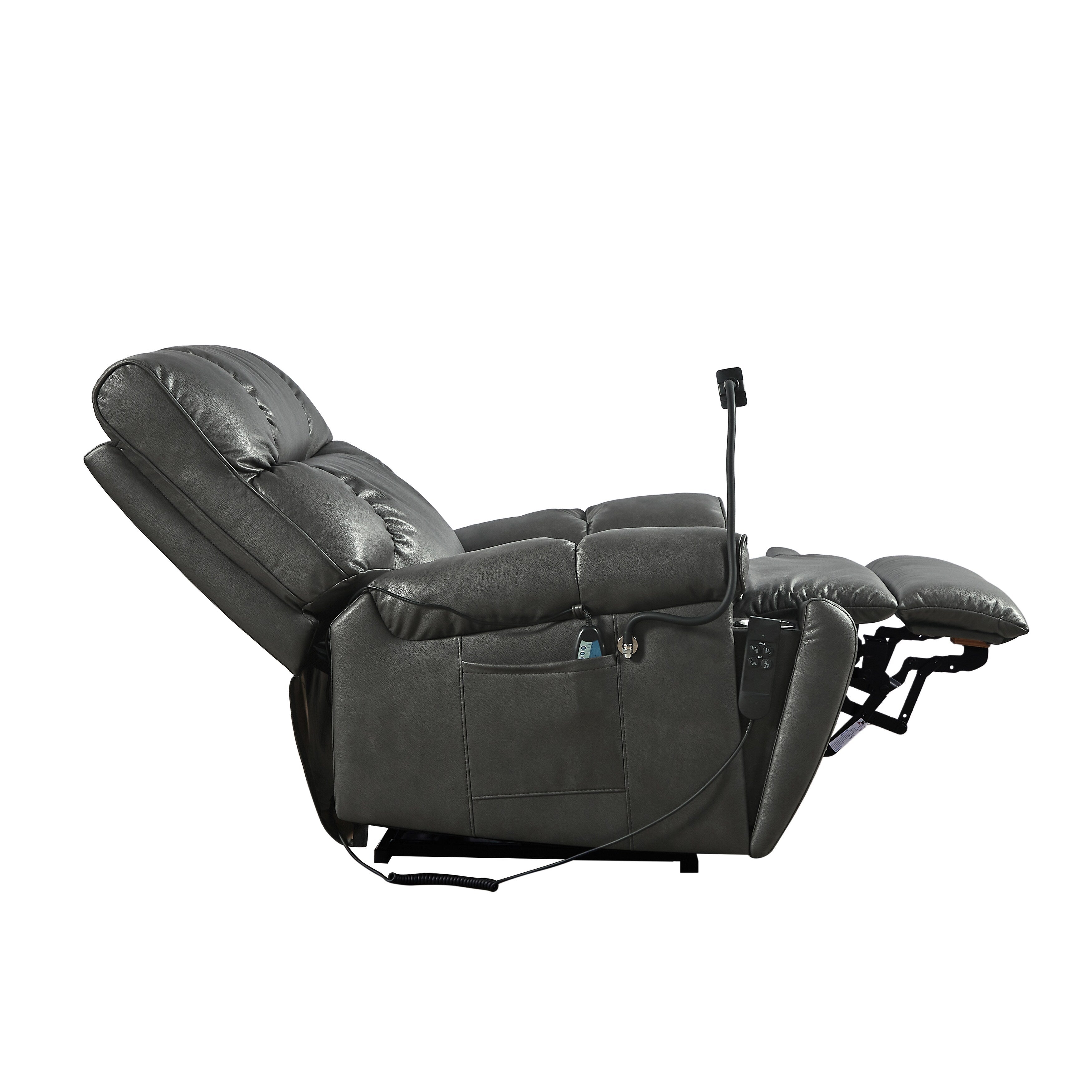 Christopher Knight Home - Fauteuil inclinable électrique avec deux moteurs, massage, chauffage, porte-gobelets et support de téléphone réglable
