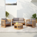 Christopher Knight Home - Ensemble de conversation d'extérieur Sophia 4 pièces en bois d'acacia