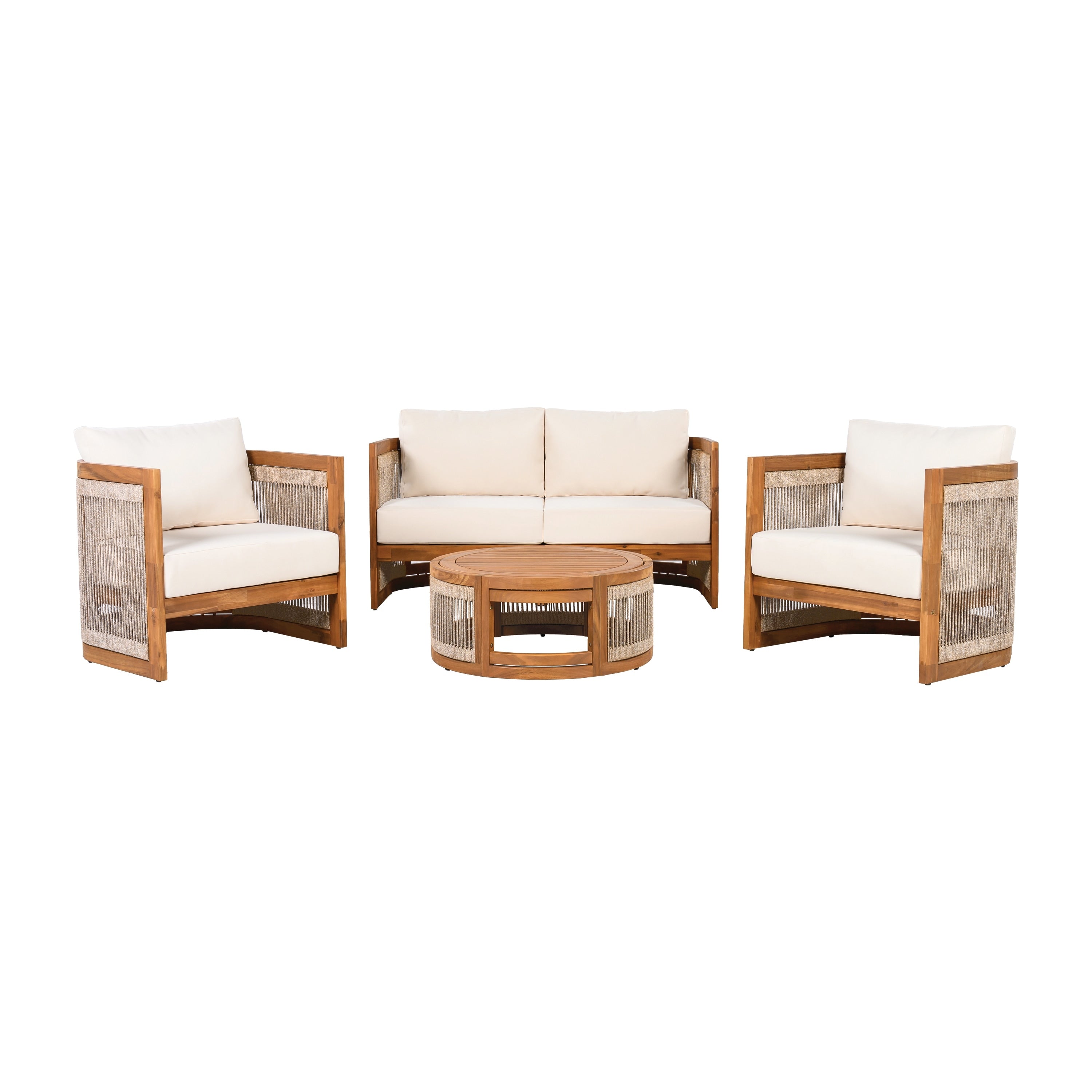 Christopher Knight Home - Ensemble de conversation d'extérieur Sophia 4 pièces en bois d'acacia
