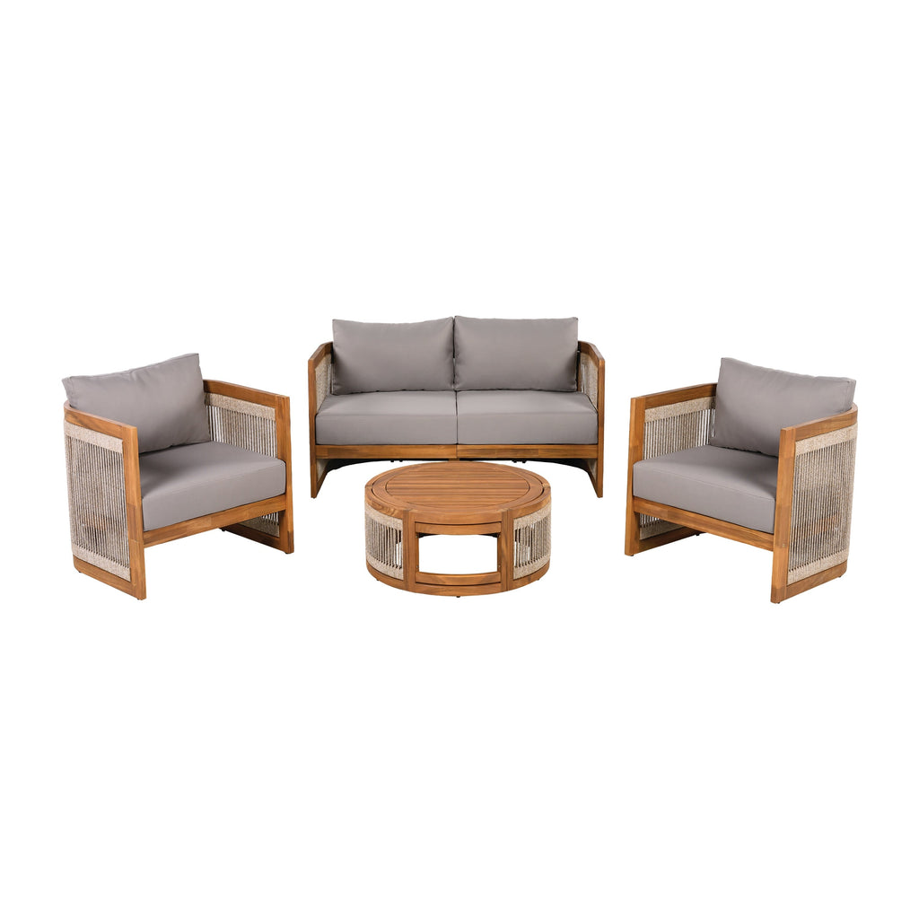 Christopher Knight Home - Ensemble de conversation d'extérieur Sophia 4 pièces en bois d'acacia