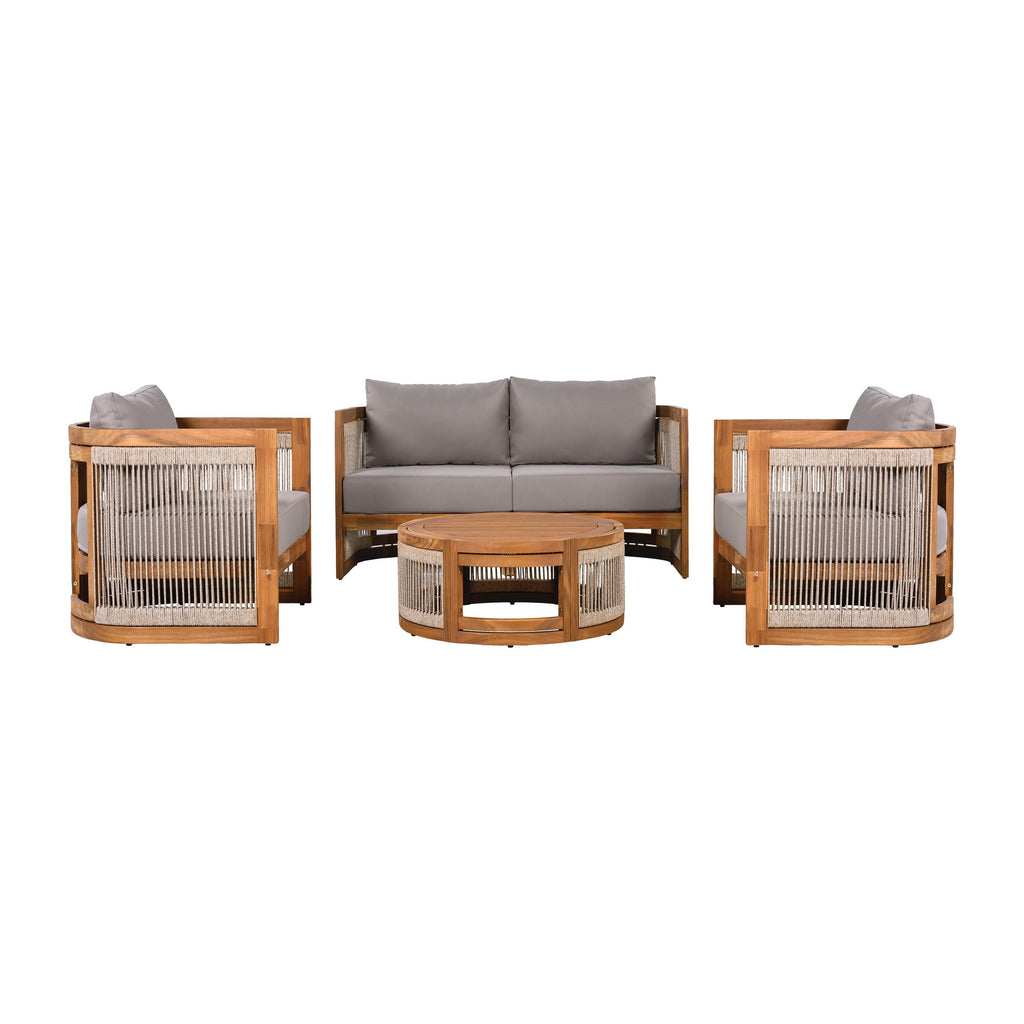 Christopher Knight Home - Ensemble de conversation d'extérieur Sophia 4 pièces en bois d'acacia