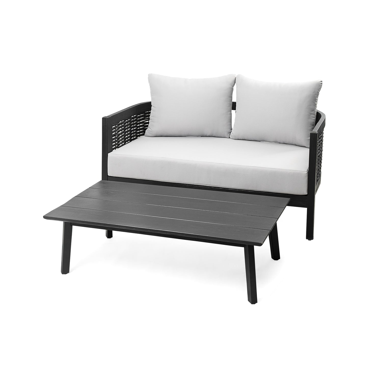 Christopher Knight Home Burchett Ensemble causeuse et table basse d'extérieur en bois d'acacia avec coussins Sunbrella en option