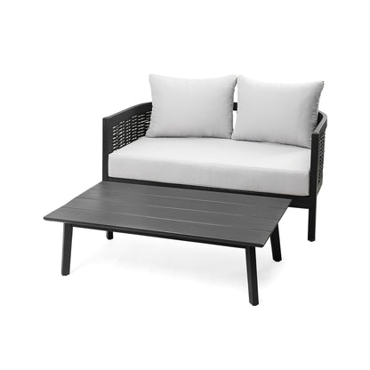 Christopher Knight Home Burchett Ensemble causeuse et table basse d'extérieur en bois d'acacia avec coussins Sunbrella en option