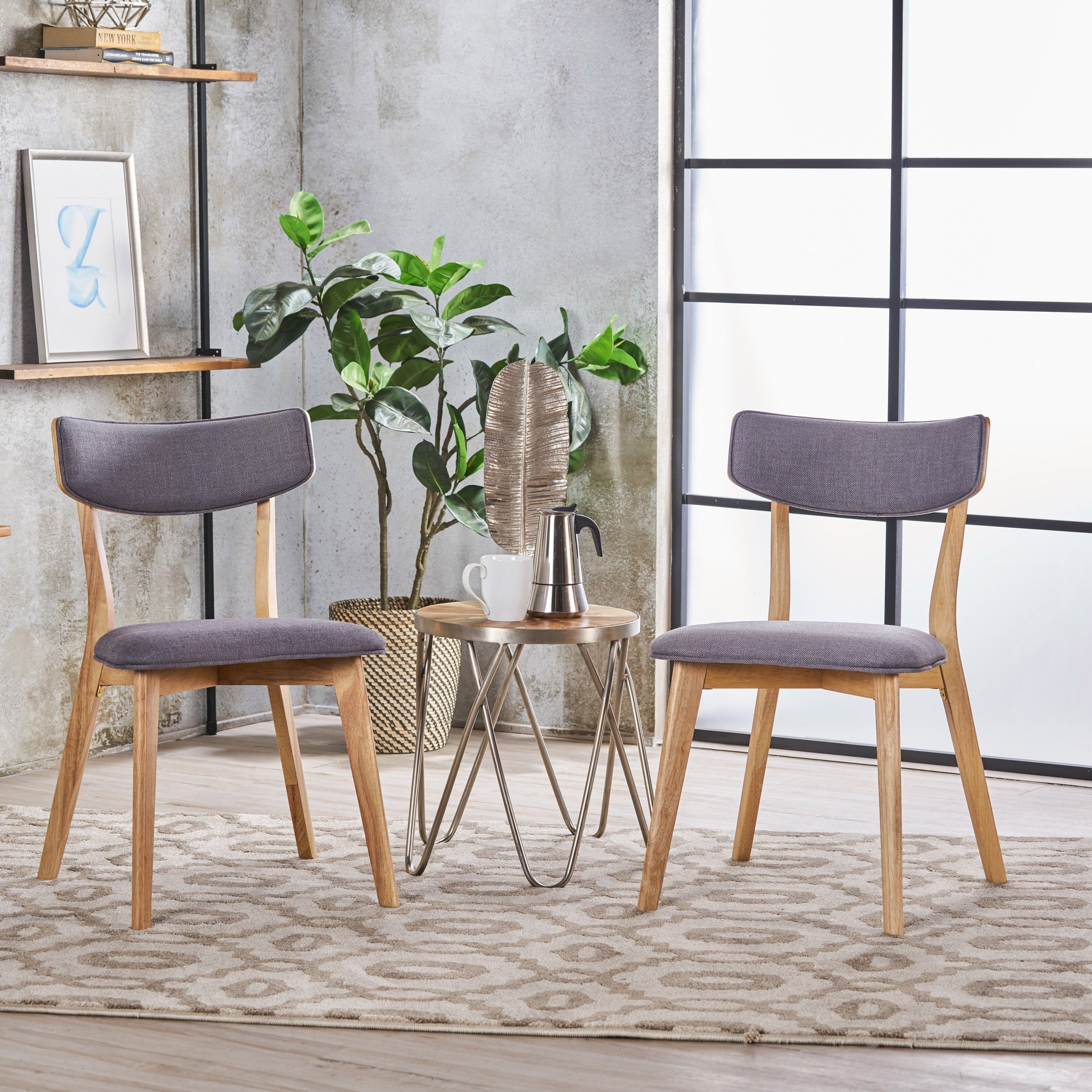 Chaises de salle à manger Chazz en bois d'hévéa rembourrées, style milieu de siècle (lot de 2/4) par Christopher Knight Home