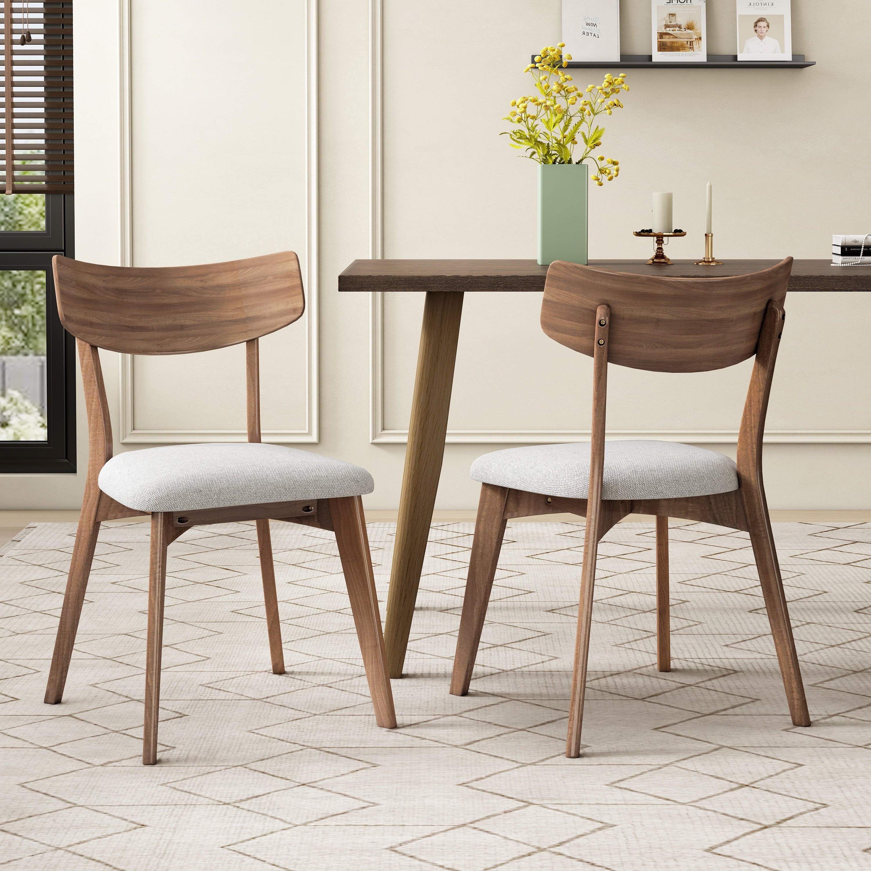 Chaises de salle à manger Chazz en bois d'hévéa rembourrées, style milieu de siècle (lot de 2/4) par Christopher Knight Home