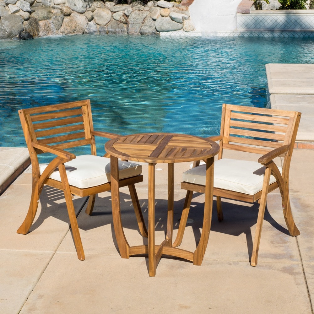 Ensemble bistrot d'extérieur Coronado 3 pièces en bois par Christopher Knight Home - N/A