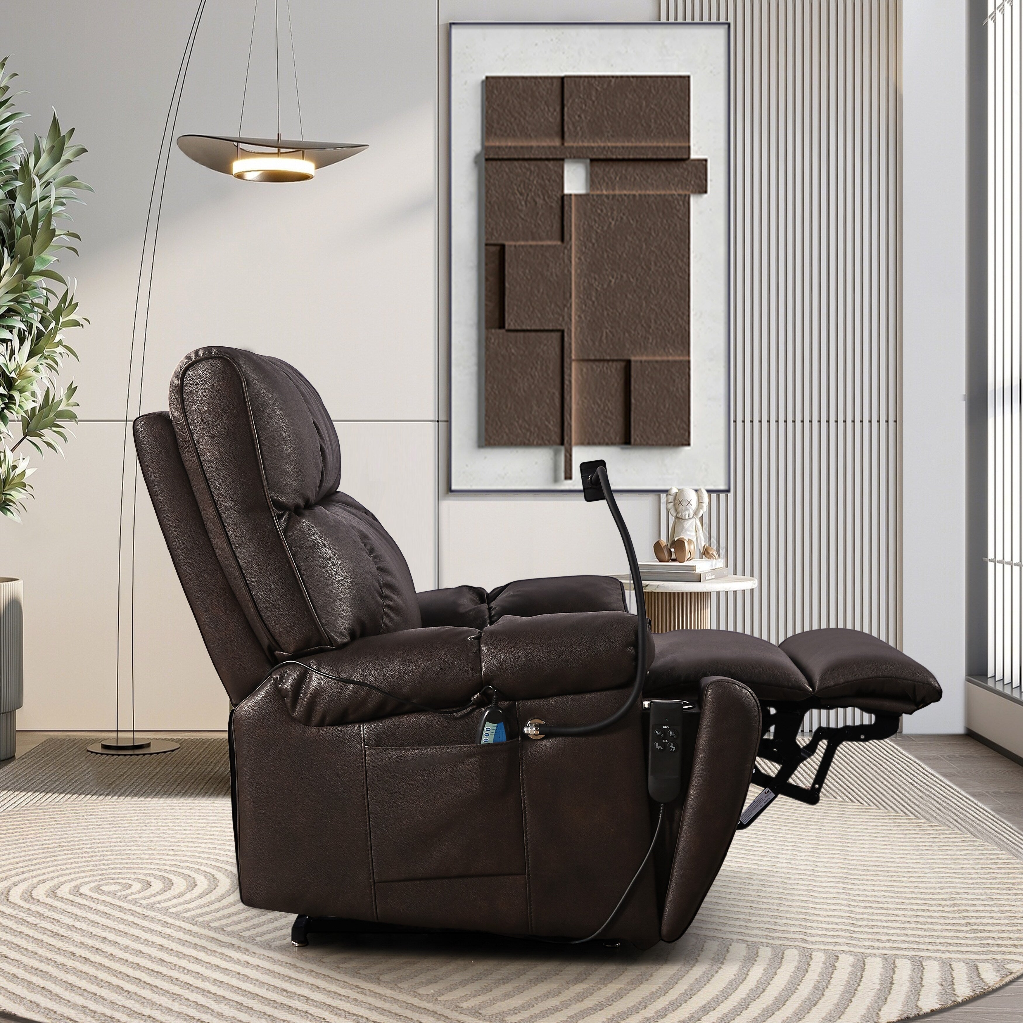 Fauteuil inclinable de massage électrique Christopher Knight Home Motors avec support pour téléphone