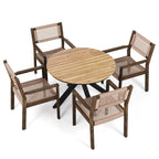 Ensemble de salle à manger d'extérieur Christopher Knight Home, 5 pièces, avec table ronde et chaises d'appoint en corde