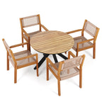 Ensemble de salle à manger d'extérieur Christopher Knight Home, 5 pièces, avec table ronde et chaises d'appoint en corde