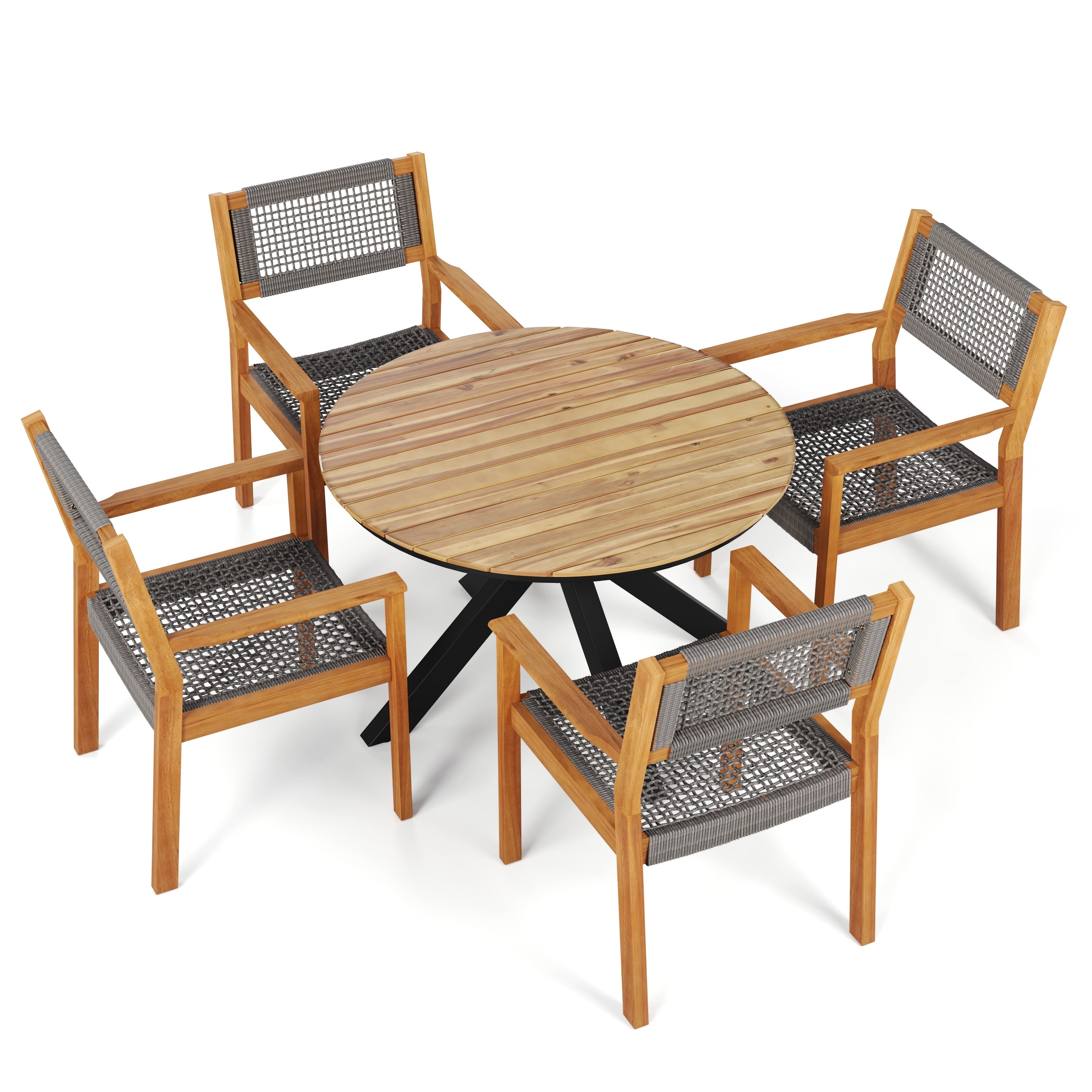 Ensemble de salle à manger d'extérieur Christopher Knight Home, 5 pièces, avec table ronde et chaises d'appoint en corde