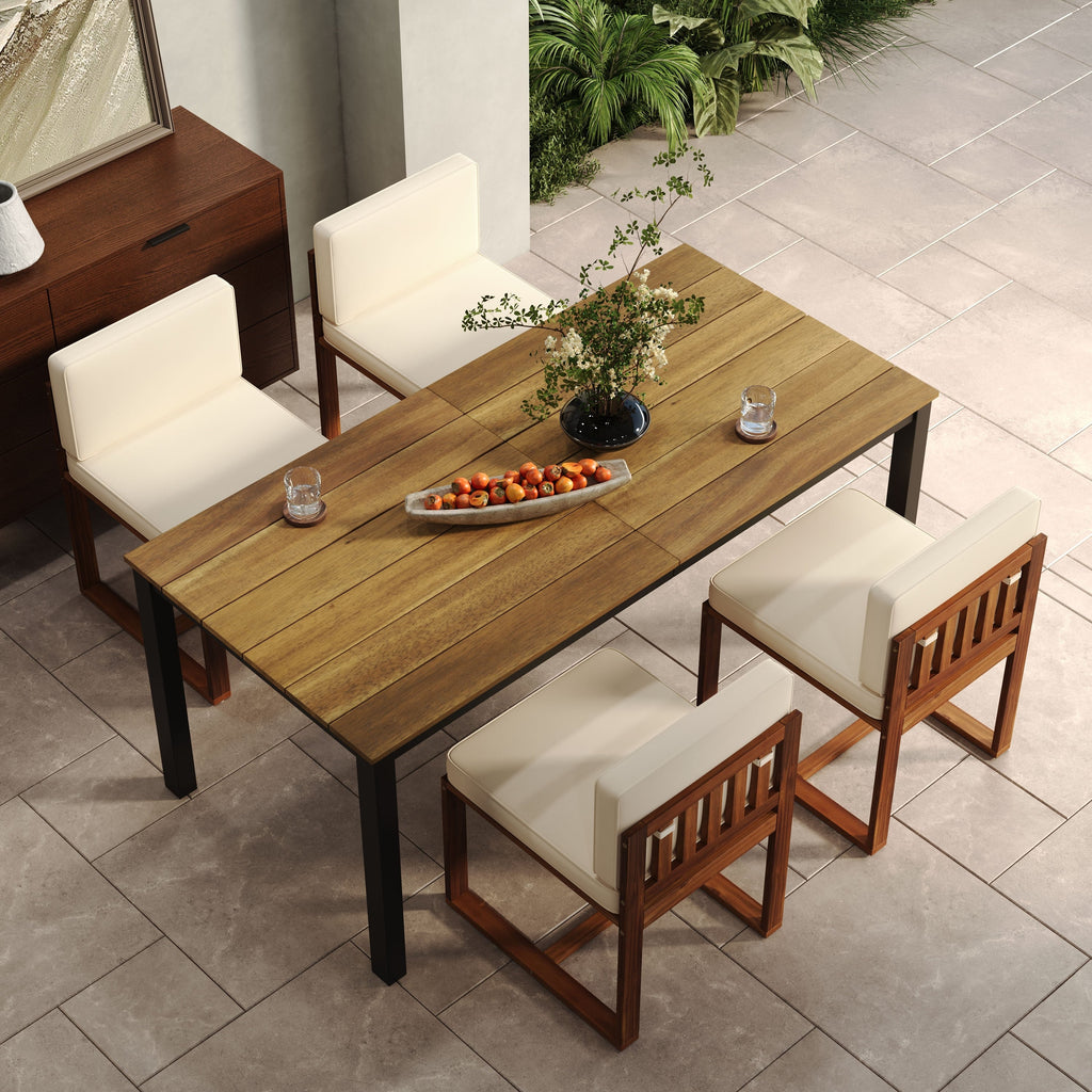 Ensemble de salle à manger d'extérieur 5 pièces en bois d'acacia rustique Christopher Knight Home