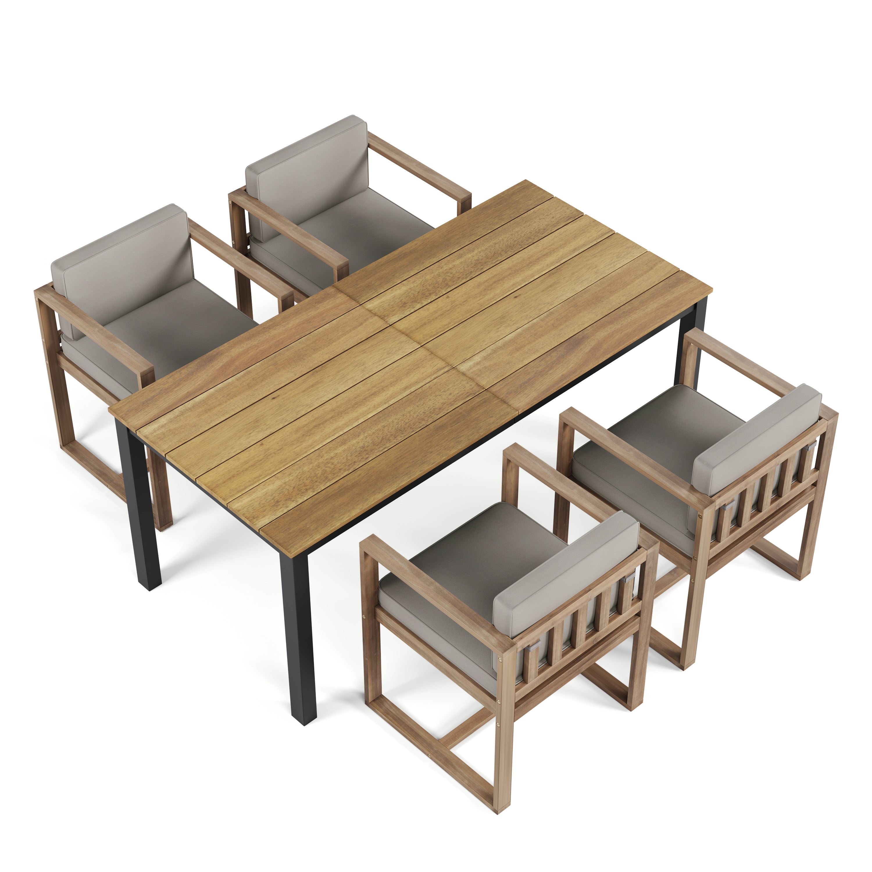 Ensemble de salle à manger d'extérieur 5 pièces en bois d'acacia rustique Christopher Knight Home