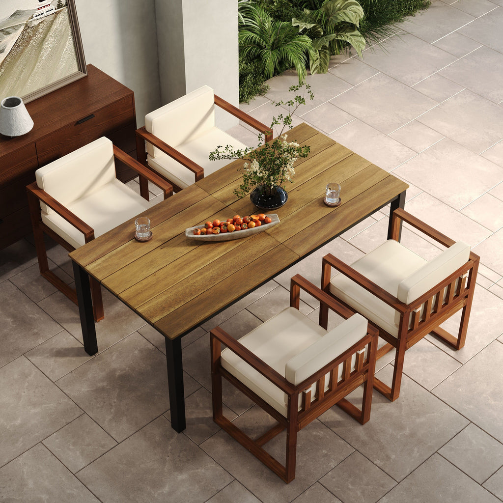 Ensemble de salle à manger d'extérieur 5 pièces en bois d'acacia rustique Christopher Knight Home