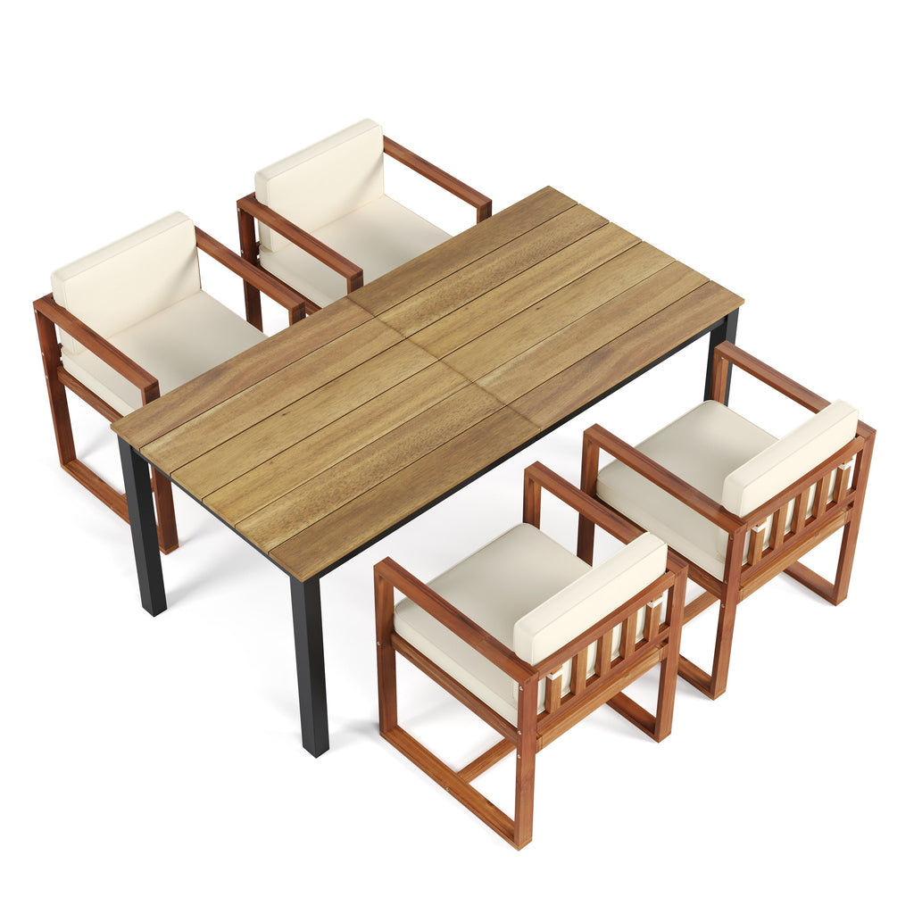Ensemble de salle à manger d'extérieur 5 pièces en bois d'acacia rustique Christopher Knight Home