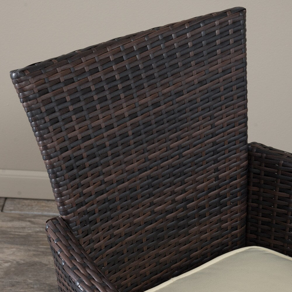 Ensemble de salle à manger d'extérieur Rodgers en osier multicolore marron, 5 pièces, avec coussins, par Christopher Knight Home