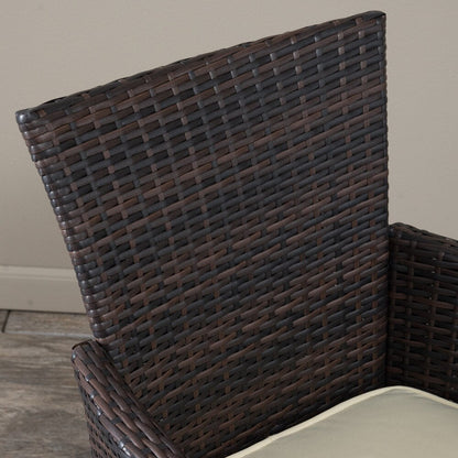 Ensemble de salle à manger d'extérieur Rodgers en osier multicolore marron, 5 pièces, avec coussins, par Christopher Knight Home