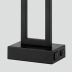 Lampe de table en métal noir avec abat-jour blanc style cadre de porte, deux ports de charge USB, prise secteur, abat-jour blanc (lot de 2)