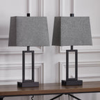 Lampe de table en métal noir avec interrupteur tactile et ports de charge (lot de 2) - 30,5 x 16,5 x 59,7 cm (L x l x H)