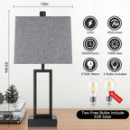 Lampe de table en métal noir avec interrupteur tactile et ports de charge (lot de 2) - 30,5 x 16,5 x 59,7 cm (L x l x H)