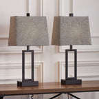 Lampe de table en métal noir avec interrupteur tactile et ports de charge (lot de 2) - 30,5 x 16,5 x 59,7 cm (L x l x H)