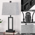 Lampe de table en métal noir avec interrupteur tactile et ports de charge (lot de 2) - 30,5 x 16,5 x 59,7 cm (L x l x H)