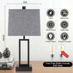 Lampe de table en métal noir avec interrupteur tactile et ports de charge (lot de 2) - 30,5 x 16,5 x 59,7 cm (L x l x H)