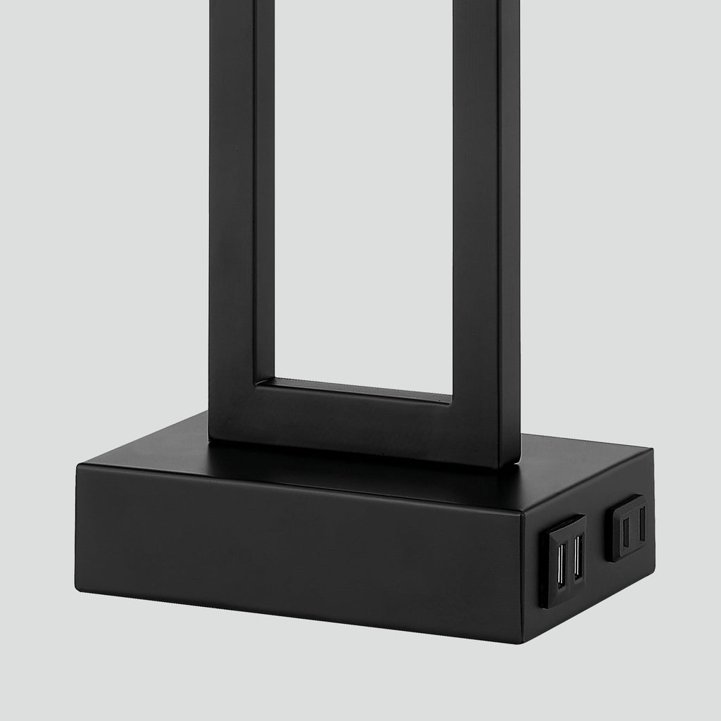 Lampe de table en métal noir avec interrupteur tactile et ports de charge (lot de 2) - 30,5 x 16,5 x 59,7 cm (L x l x H)