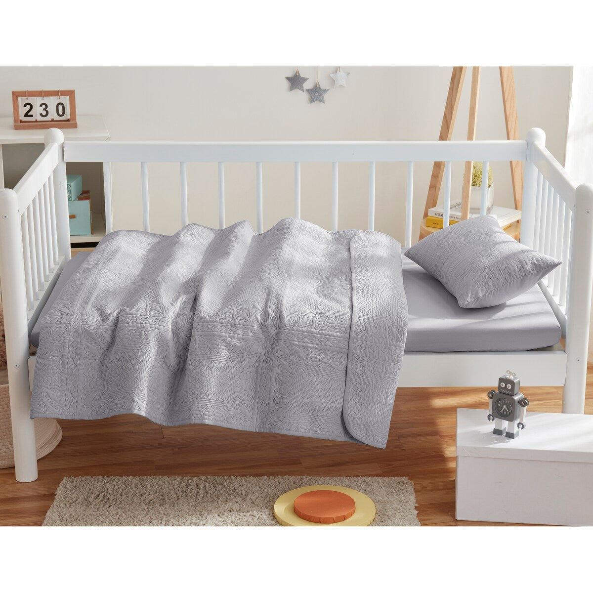 Parure de lit Clara Clark pour tout-petits, ensemble couvre-lit 3 pièces, couette matelassée toutes saisons, drap-housse et taie d'oreiller