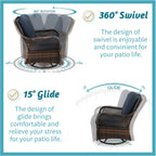Ensemble de 3 chaises pivotantes à bascule Clarese en rotin et osier pour l'extérieur par Havenside Home