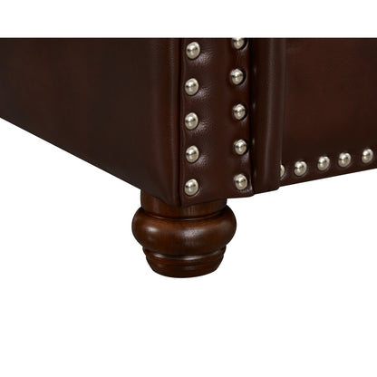 Canapé 3 places classique 83 en cuir PU avec coffre de rangement inférieur et décoration cloutée