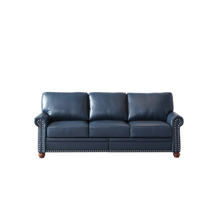 Canapé 3 places classique 83 en cuir PU avec coffre de rangement inférieur et décoration cloutée