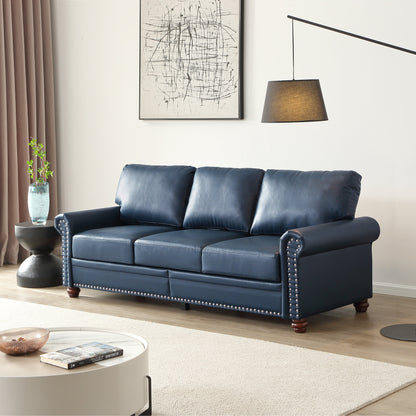 Canapé 3 places classique 83 en cuir PU avec coffre de rangement inférieur et décoration cloutée
