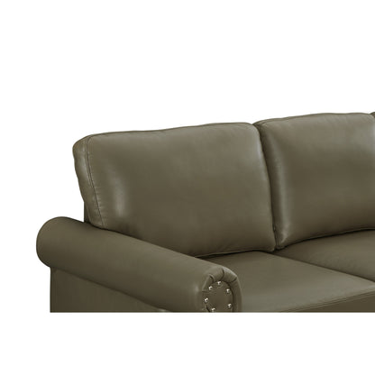 Canapé 3 places classique 83 en cuir PU avec coffre de rangement inférieur et décoration cloutée