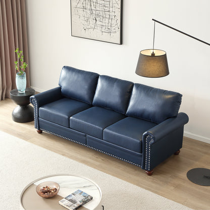 Canapé 3 places classique 83 en cuir PU avec coffre de rangement inférieur et décoration cloutée