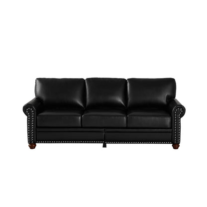Canapé 3 places classique 83 en cuir PU avec coffre de rangement inférieur et décoration cloutée