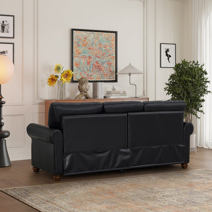 Canapé 3 places classique 83 en cuir PU avec coffre de rangement inférieur et décoration cloutée