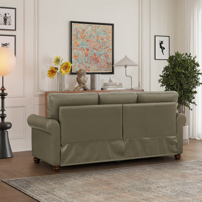 Canapé 3 places classique 83 en cuir PU avec coffre de rangement inférieur et décoration cloutée