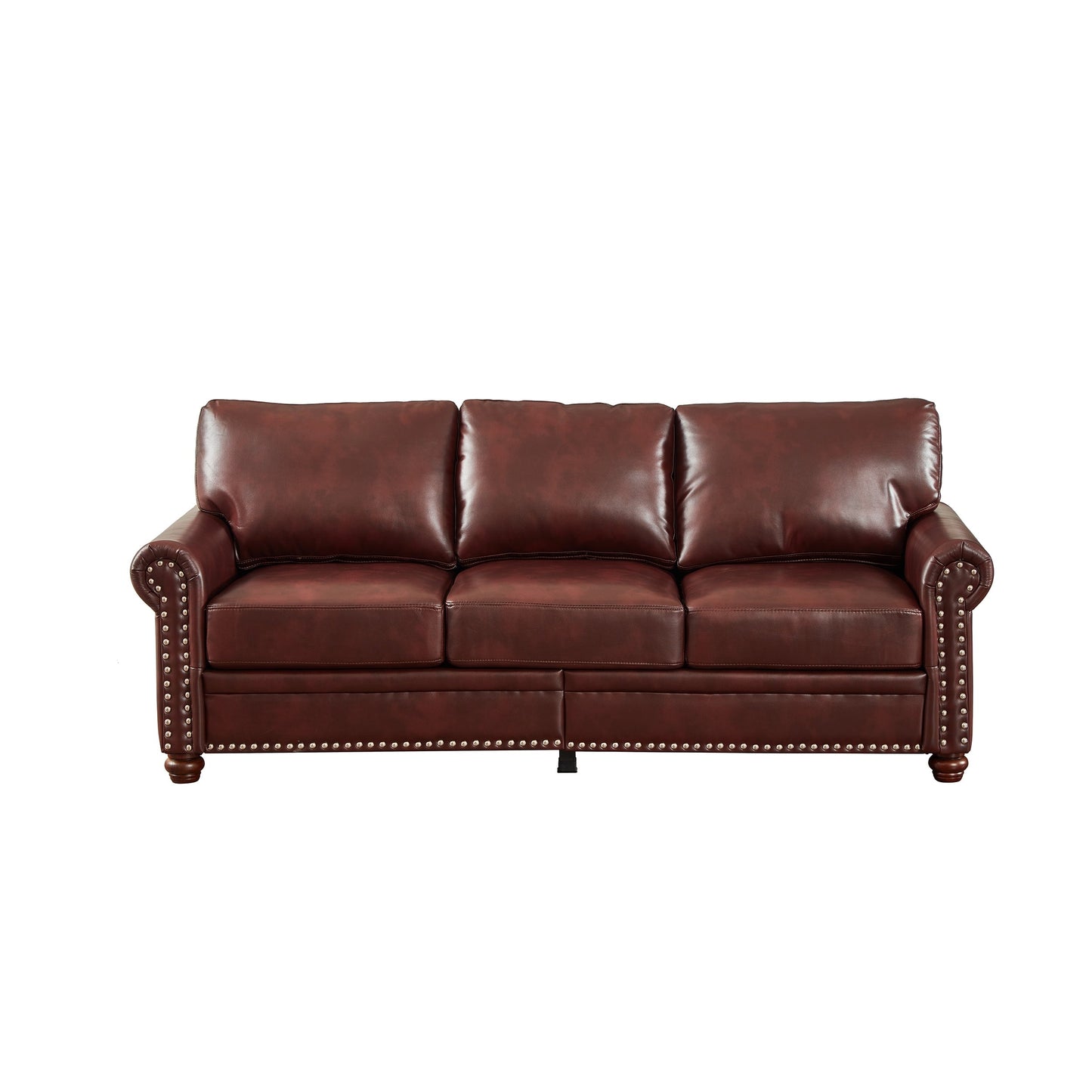 Canapé 3 places classique 83 en cuir PU avec coffre de rangement inférieur et décoration cloutée