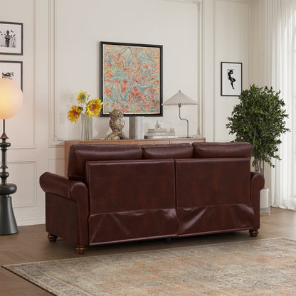 Canapé 3 places classique 83 en cuir PU avec coffre de rangement inférieur et décoration cloutée