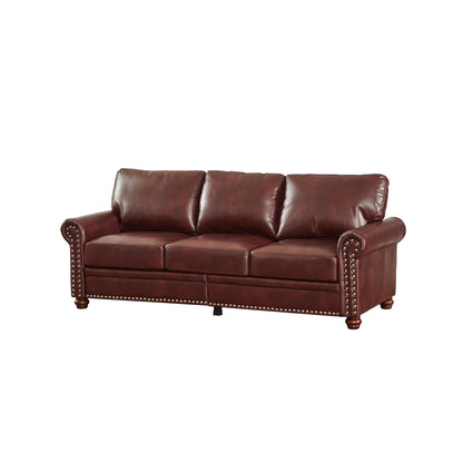 Canapé 3 places classique 83 en cuir PU avec coffre de rangement inférieur et décoration cloutée