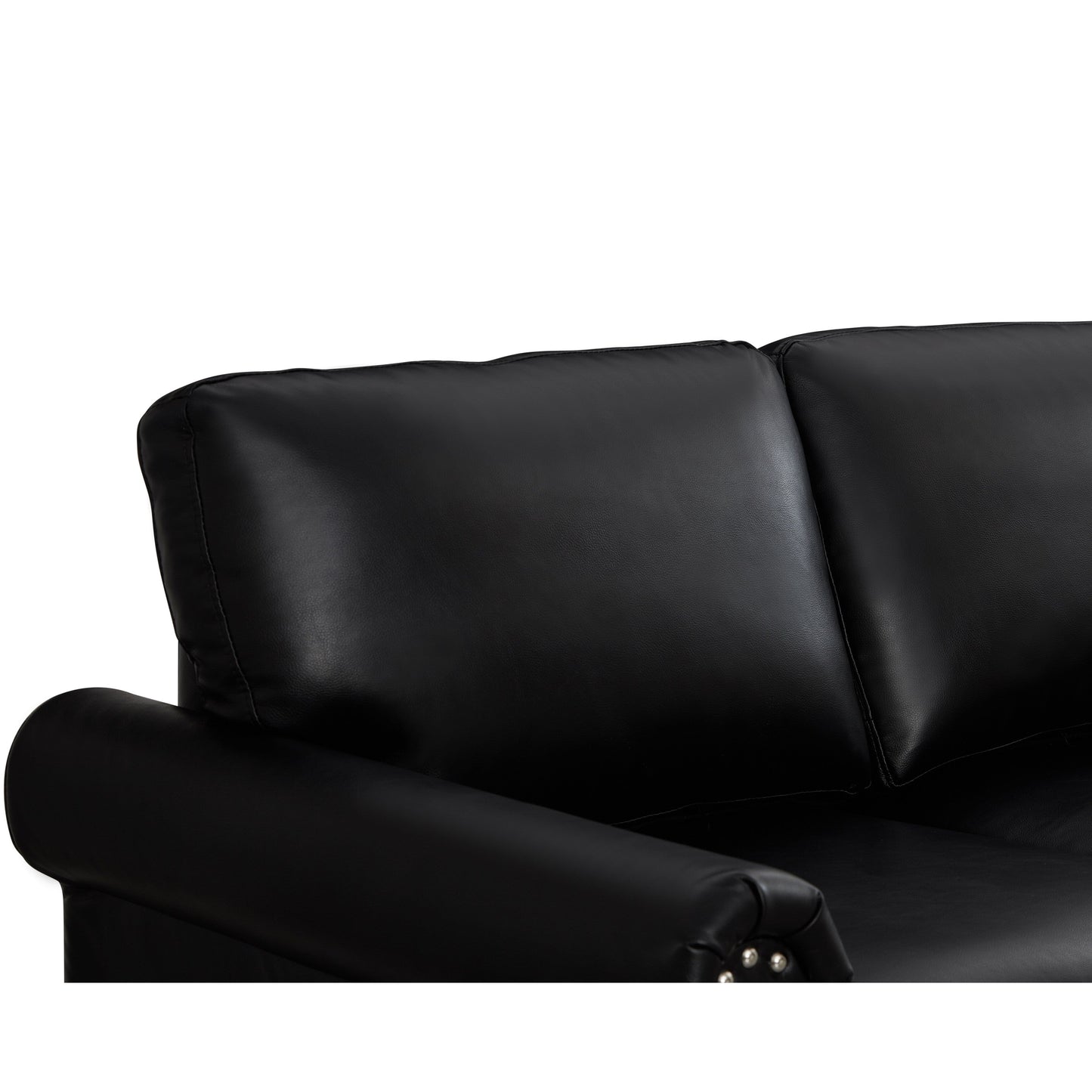 Canapé 3 places classique 83 en cuir PU avec coffre de rangement inférieur et décoration cloutée