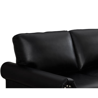 Canapé 3 places classique 83 en cuir PU avec coffre de rangement inférieur et décoration cloutée